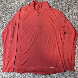 LL Bean Sweater Mens L Large Midweight Quarter Zip Merino Wool Pullover